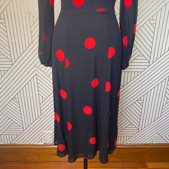 Reformation Luanne Dress Black Red Polka Dot - Picture 4 of 12